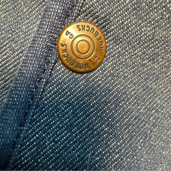 Vintage Sears Roebucks Western Wear Sherpa Vest Mens XL Biker Cowboy Denim Blue - Picture 3 of 14